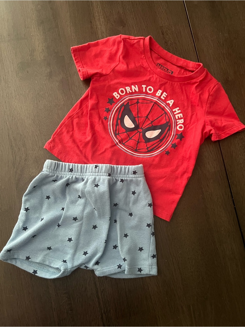 Marvel Red Spider-Man Graphic Set with Light Blue Star Shorts